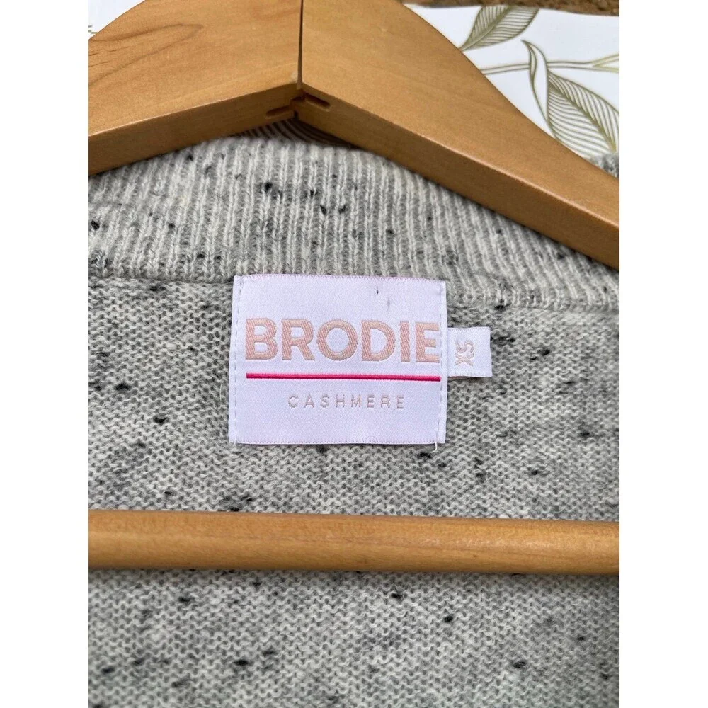 BRODIE 100% Cashmere Donegal Speckled Sweater | Light Academia Half Zip XS
